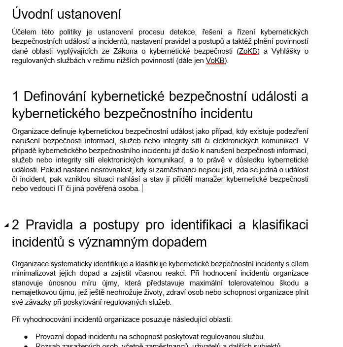 Politika detekce kybernetických bezpečnostních událostí a řešení kybernetických bezpečnostních incidentů