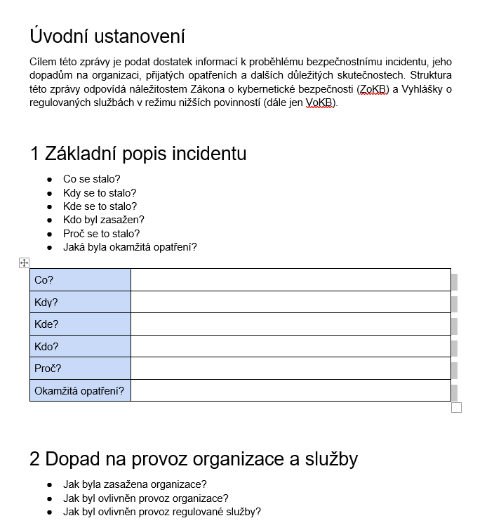 Závěrečná zpráva o kybernetickém bezpečnostním incidentu